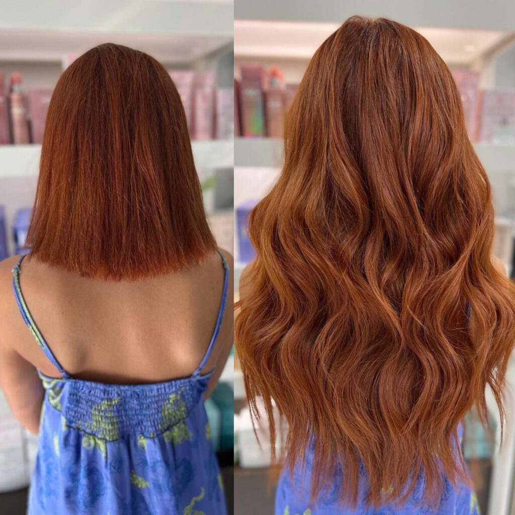 red hair color with extensions